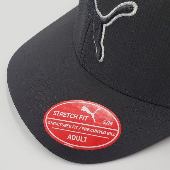 PUMA Men's Dillon Stretch Fit Adult Baseball Cap Hat Black Silver - Picture 5 of 7